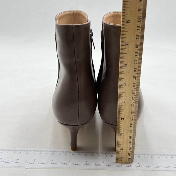 Brown Women Chic Low Heel Ankle Boots Pointed Toe Side Zipper Party Shoes - Picture 4 of 6